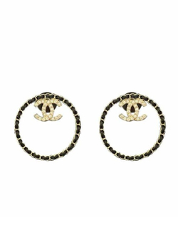 Серьги Chanel Crystal Lambskin CC Chain Hoop Earrings