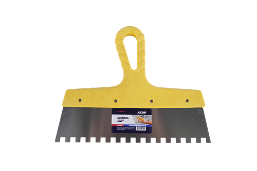 ШПАТЕЛЬ АКОР ЗУБЧАТЫЙ НЕРЖ С АНТИКОРР/ПОКРЫТИЕМ 8Х8ММ 250ММ