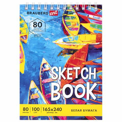 Скетчбук 165х240 мм, 80 л., гребень "DEBUT" (BRAUBERG)