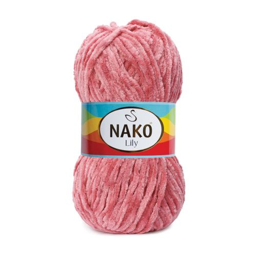 Лили (Lily) пряжа Nako 100%полиэстер 5х100гр/180м (2807 коралл)