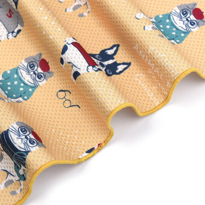 Легкий летний шарф-полотенце, повязка с персонажами "ANIMAL MODE", горчичный, 24-8003-1, KUSUGURU