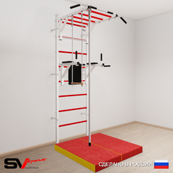 Шведская стенка Sv Sport усиленная 6464 (Турник рукоход/Брусья/Канат/Трапеция/Мат 1м)