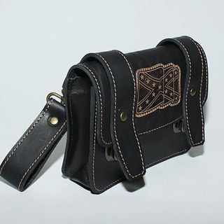 Подсумок на ремень с нашивкой Флаг Конфедерации 1отделение черный (170х135х50мм)