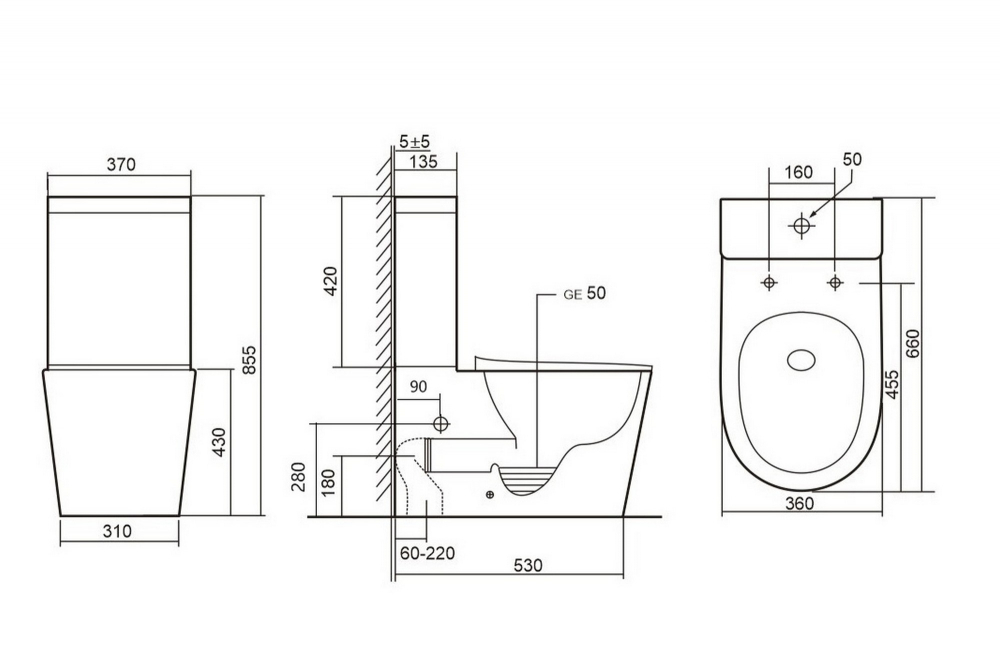 Унитаз ABBER Bequem AC1112T компакт белый, безободковый, смыв торнадо
