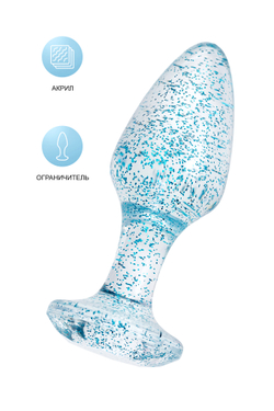 Анальная втулка TOYFA, акрил, голубой, 8 см, Ø 2,8 см