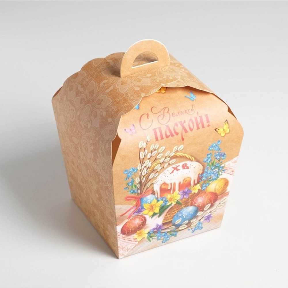 Коробка кулича 17*17*20 см С Великой Пасхой