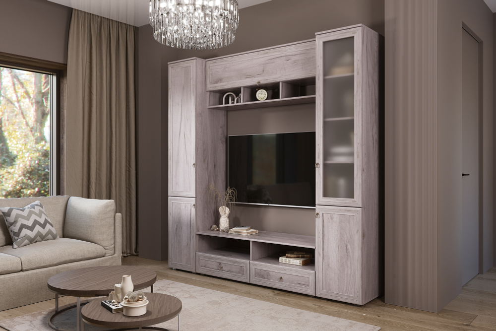 Модульная гостиная "Алисия" Крафт Серый