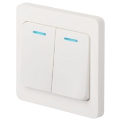 Выключатель Intro Style 7-105-01 двойной с подсветкой, 10А-250В, IP20, СУ, белый | Intro