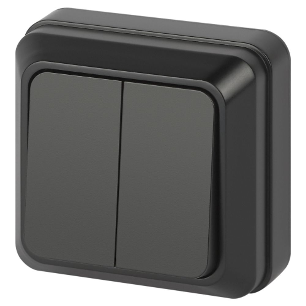 Выключатель Intro Quadro 2-104-05 двойной 10А-250В IP20 ОУ антрацит | Intro