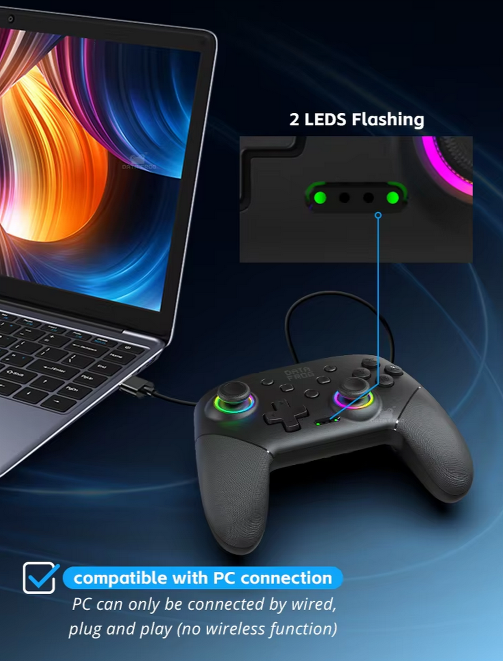 Джойстик беспроводной для ПК/Nintendo Switch RGB DATA FROG S80