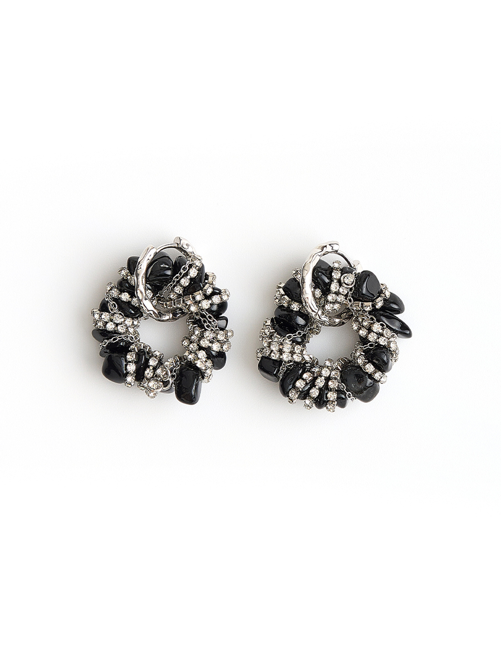 Серьги "Character" из черного агата Silver