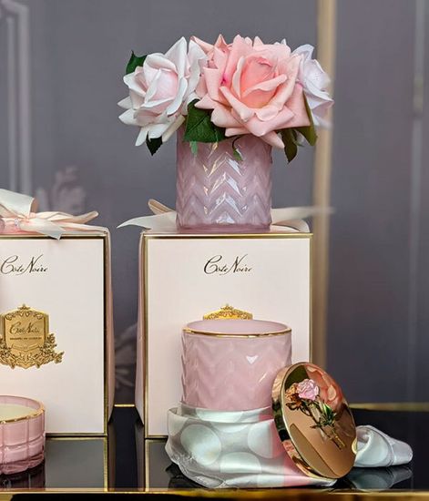 Букет розовых роз в вазе "ёлочка", Cote Noire