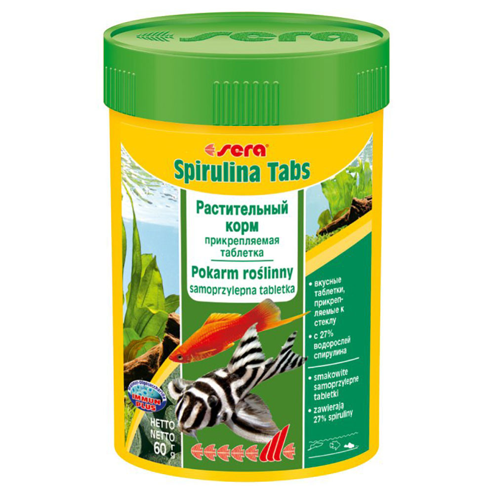 Sera Spirulina Tabs - корм для всех травоядных рыб (приклеивающиеся таблетки)