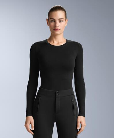 Oysho Бесшовная термофутболка базового слоя с длинными рукавами, черный