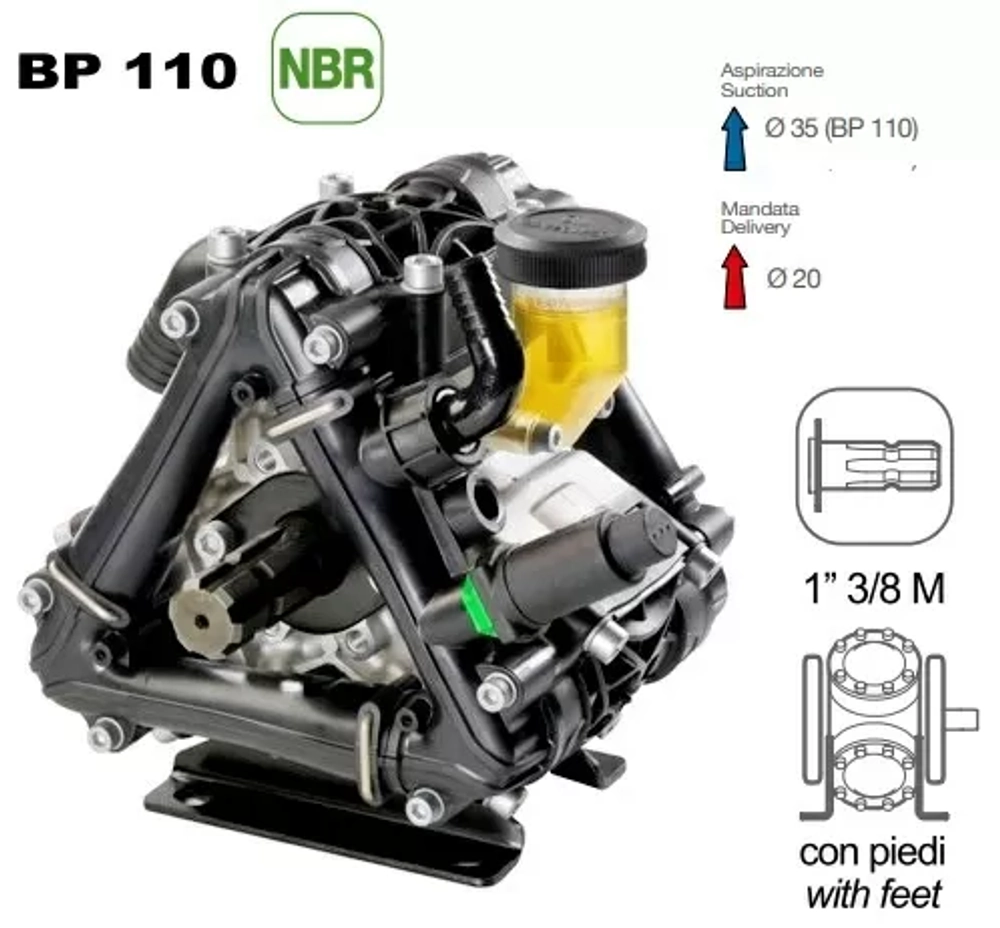 Насос мембранный Comet серия BP110 (110 л/мин; 20 бар); вал ВОМ 1"3/8