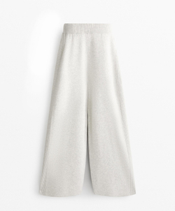 OYSHO Прямые брюки с резинкой по бокам, серый меланж