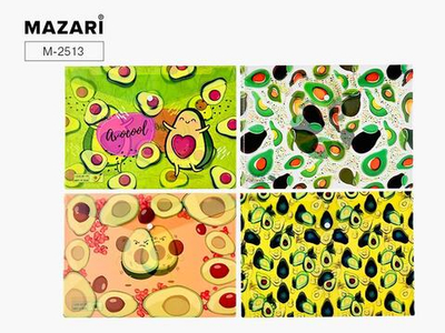 Папка-конверт с кнопкой пластиковая 26 х 36 см, 4 дизайна в ассорт.AVOCADO (Mazari)