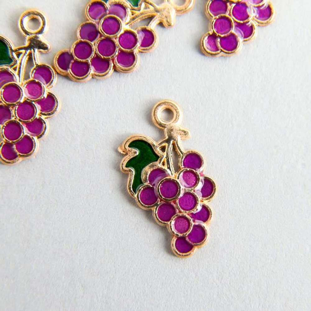 Подвеска для творчества металл "Виноград" эмаль 1,7х1 см