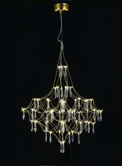 Подвесная люстра светодиодная с пультом и хрустальными подвесками Asfour MyFar Allegria MR2642-66P-76AP