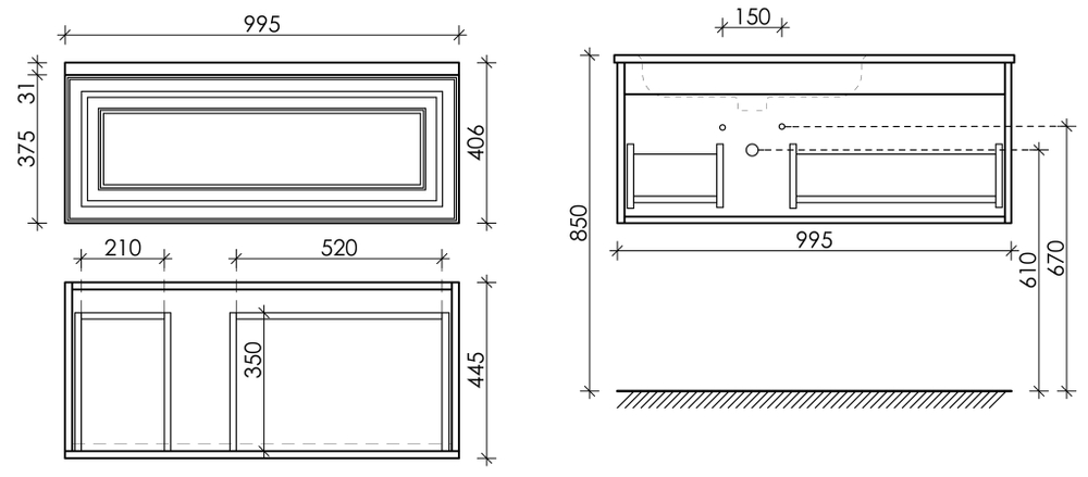 Тумба с раковиной Sancos Very 100 см VR100LW левая, bianco