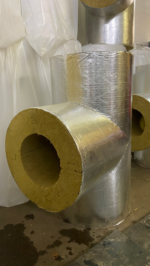 Тройники минераловатные ф 25мм кашированные алюминиевой фольгой