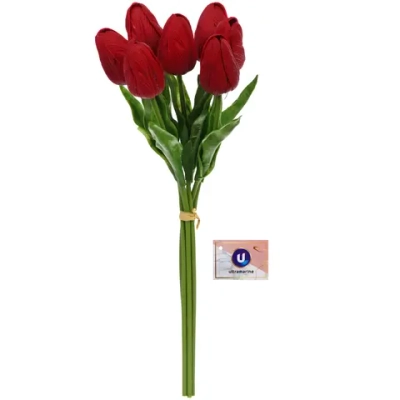Цветы искусственные «Natur» 38см Тюльпаны 7шт бордовые