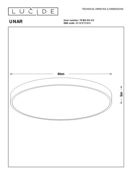 Потолочный светодиодный светильник Lucide Unar 79185/60/02