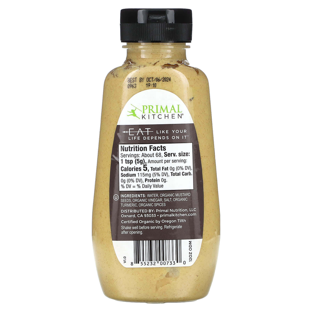Primal Kitchen, Органическая дижонская горчица, 340 г (12 унций)