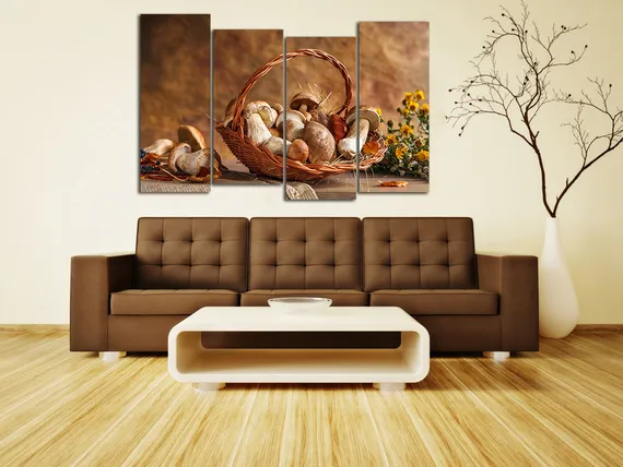 Модульная картина "Грибы в корзине"