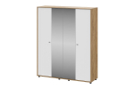 Шкаф для одежды распашной с зеркалом и полками Дуб Золотой/Белый Матовый 140х56х220