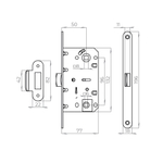 Защелка врезная PLASTLP96WC-50/IND SN мат.никель (кратно коробке 30 шт)