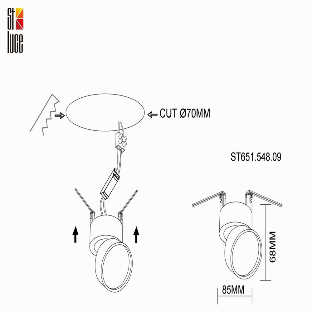 ST651.548.09 Встраиваемый поворотный светильник Белый LED 1*9W 4000K 720Lm Ra&gt;90 120° IP20 D85xH68 170-240VV