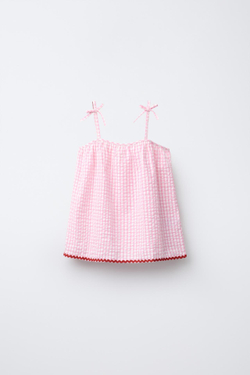 ZARA ПИЖАМА В КЛЕТКУ ВИШИ, РОЗОВЫЙ