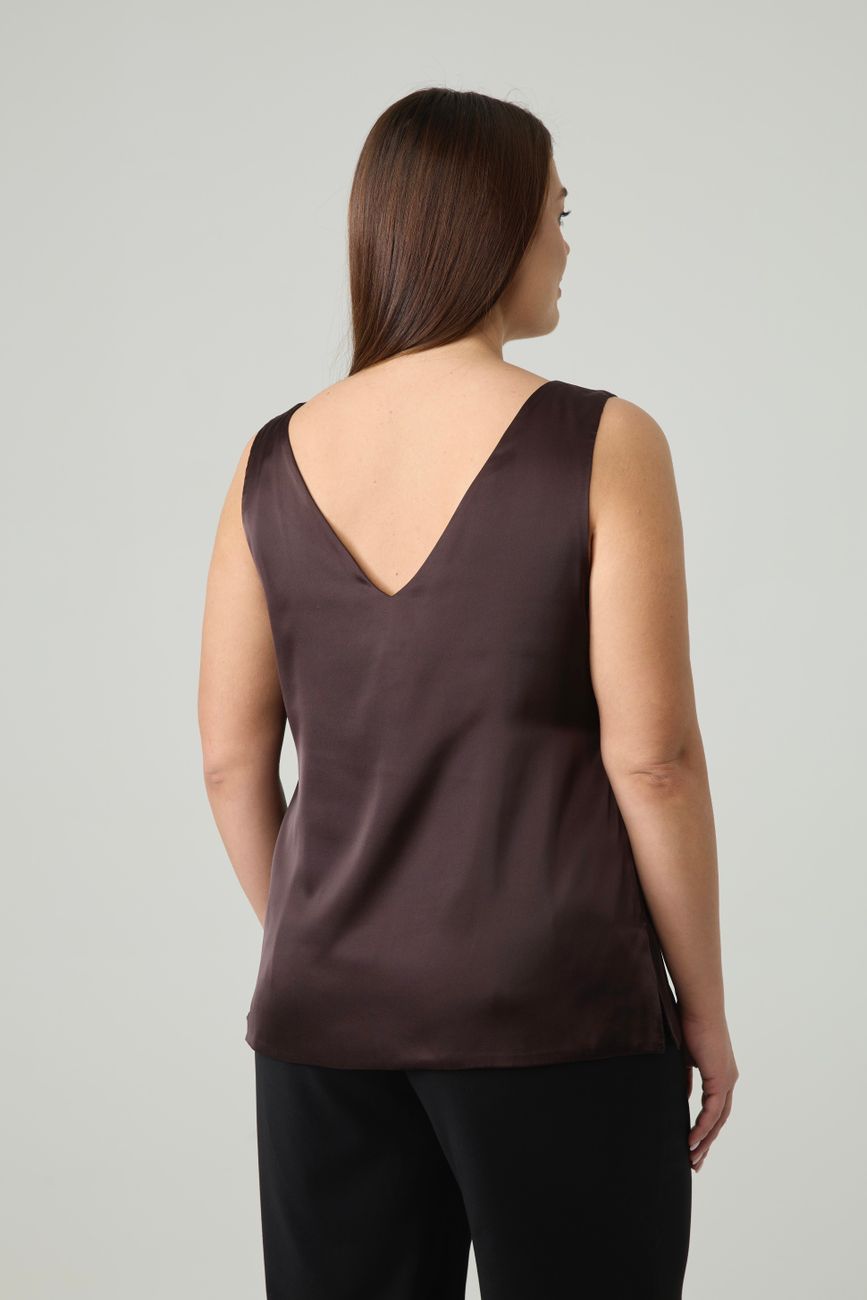 Топ двухслойный на широких бретелях, шоколад