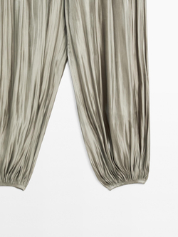 Massimo Dutti Блестящие брюки-баллоны - STUDIO, бледно-зеленый