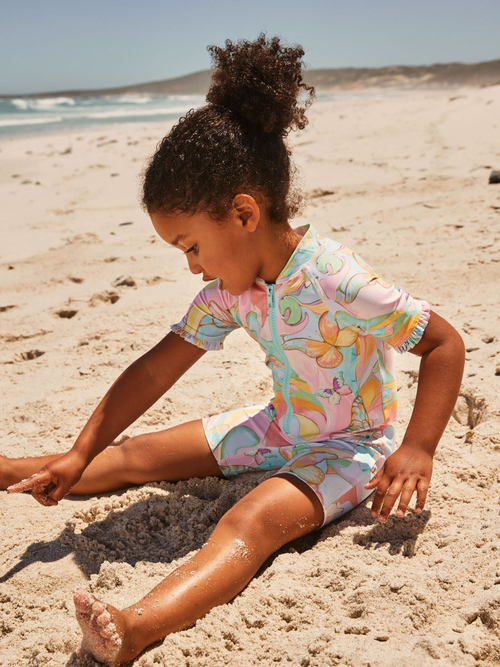 Купальник слитный на молнии для девочки Next E77-696, Розовый, Голубой