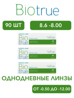 Однодневные контактные линзы Biotrue ONEday (комплект 90 линз)