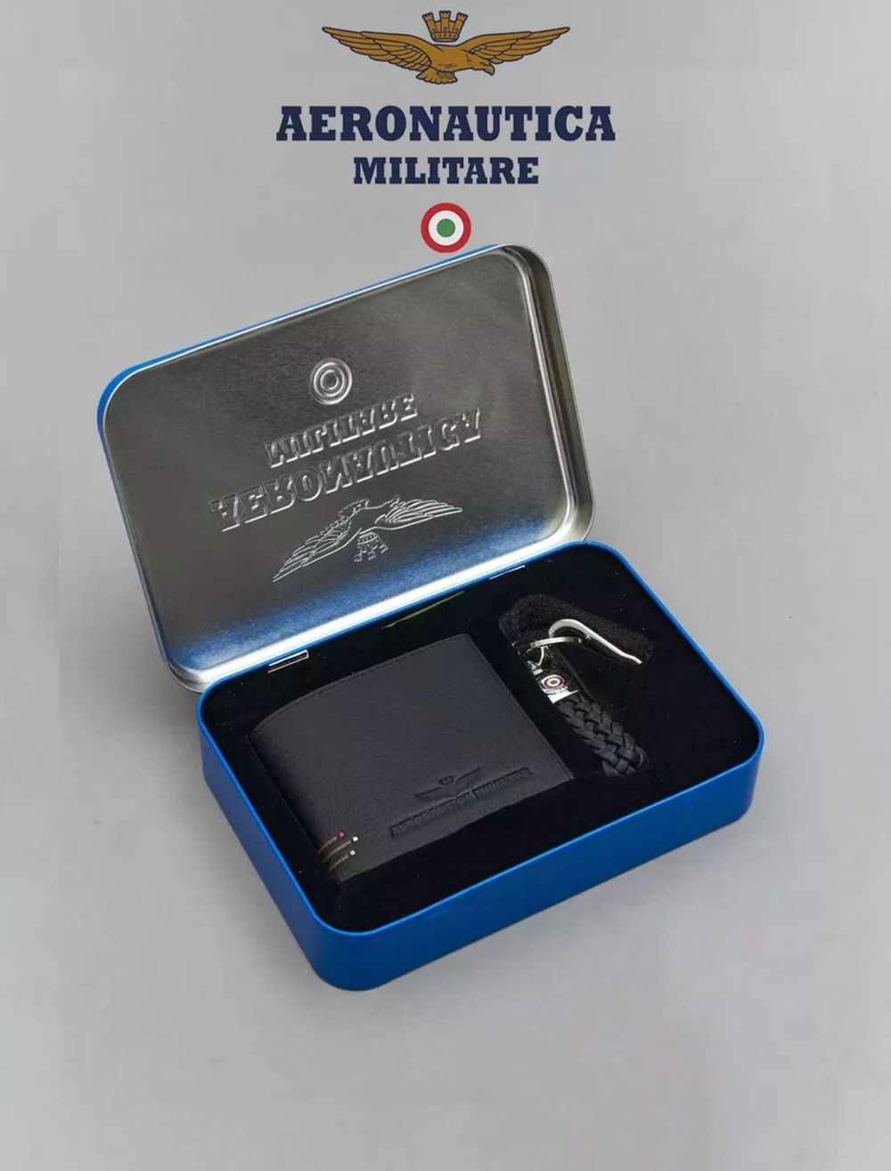 Набор подарочный Aeronautica190 кошелек+брелок синий