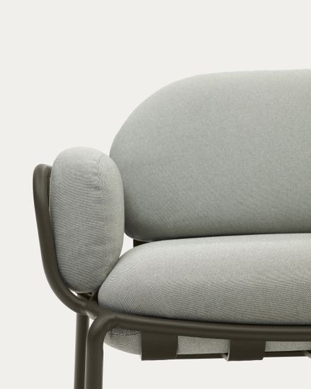 Уличный диван Joncols из серой ткани и зеленым алюминиевым каркасом 164 см