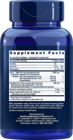 Super Omega-3 Plus EPA/DHA Fish Oil, 120 мягких капсул Sesame Lignans, Olive Extract, Krill & Astaxanthin Life Extension