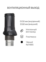 Комплект активной вентиляции: Вентиляционный выход изолированный Ø 150/160 мм высота H-500 серия Static, проходной элемент универсальный кровельный (Universal) серия Static, ротационная вентиляционная турбина D 160 мм серия Twister, серый-графит Gervent