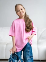Футболка для девочки оверсайз розовая