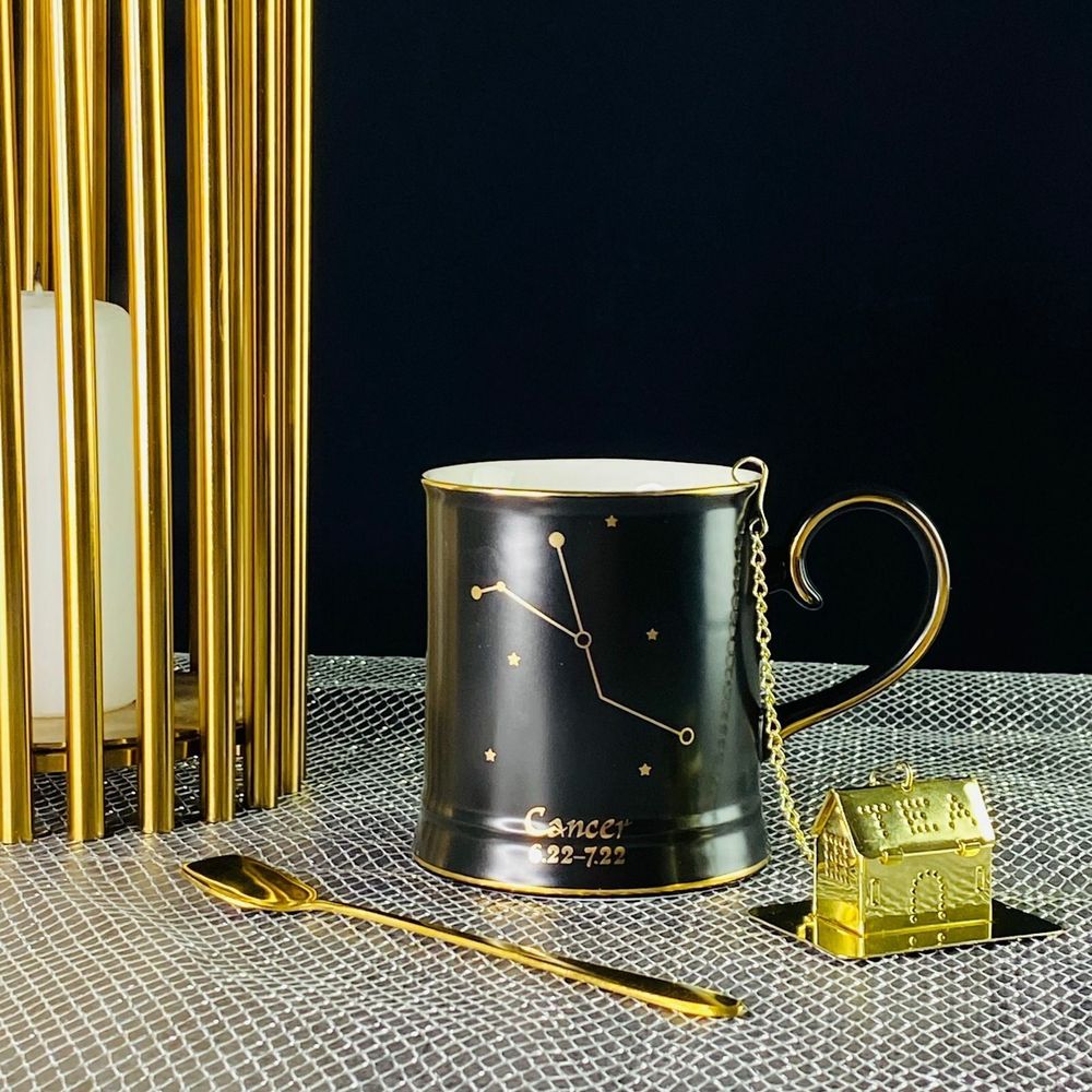 Lenardi 106-293 Кружка 360мл с ложкой и фильтром РАК в под.уп.(х12)Фарфор