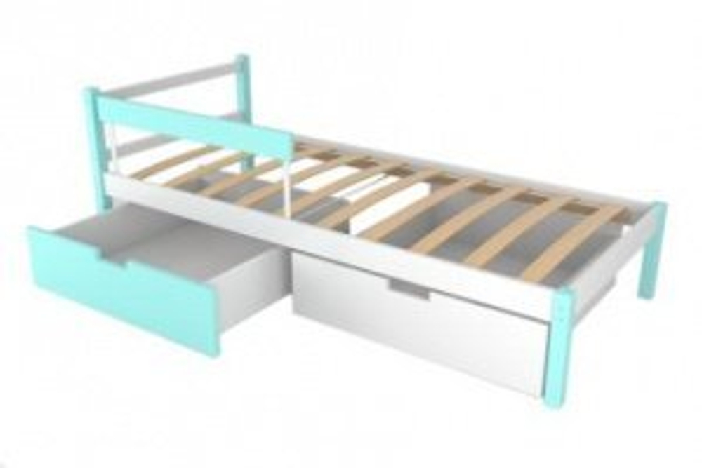 Детская кровать тахта с бортиком и ящиками Бельмарко Svogen мятно белый