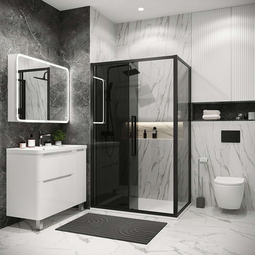 Душевой уголок Grossman Cosmo 100х70 120.K33.02.1070.21.10 профиль Черный матовый стекло тонированное