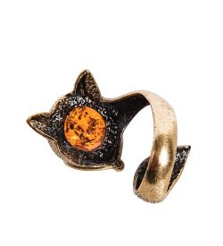 AM-2466 Кольцо «Лисица хитра» (латунь, янтарь)