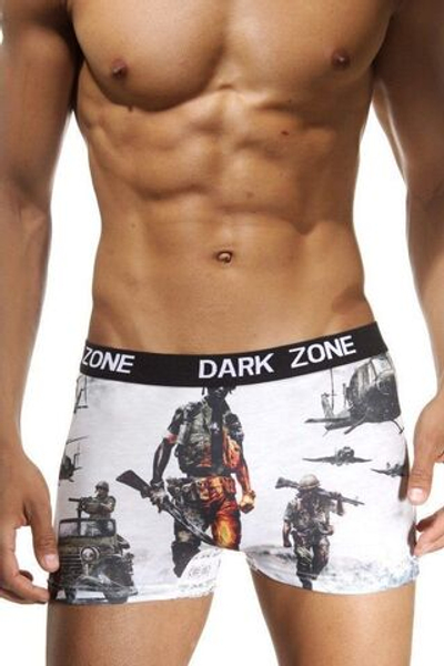 Мужские трусы-боксеры с 3D-принтом в виде военной техники и солдат (Размер: XL) (Цвет: белый)