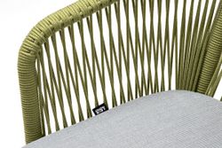 "Марсель" стул плетеный из роупа, каркас алюминий светло-серый (RAL7035) шагрень, роуп салатовый меланж круглый, ткань светло-серая