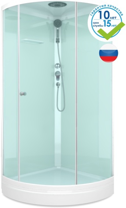 Домани Simple v1.2 С КРЫШЕЙ (99) 90*90*218 (БЕЗ пульта, бел.стенки, сатин мат.стек, низк.поддон)