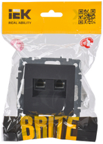 BRITE Розетка двойная RJ11+RJ45 кат.5E РК/Т12-БрГ графит IEK